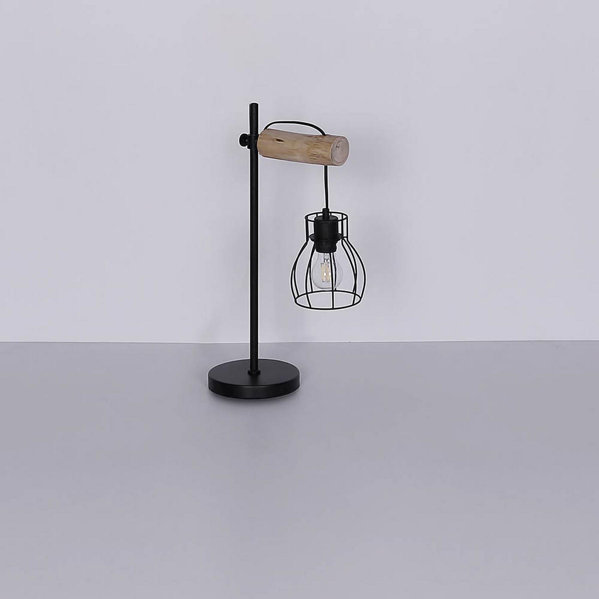 TISCHLEUCHTE Metall Holzoptik Schwarz - Schwarz, Holz (33/18/55cm) - Globo Lighting