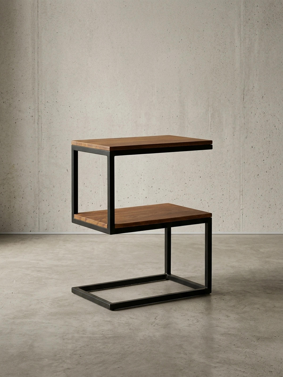 BEISTELLTISCH Massivholz S-Design Metallgestell Ablageflächen INDI, Braun 45x30x60 cm - Schwarz/Braun, Holz/Metall (30/45/60cm) - KADIMA DESIGN