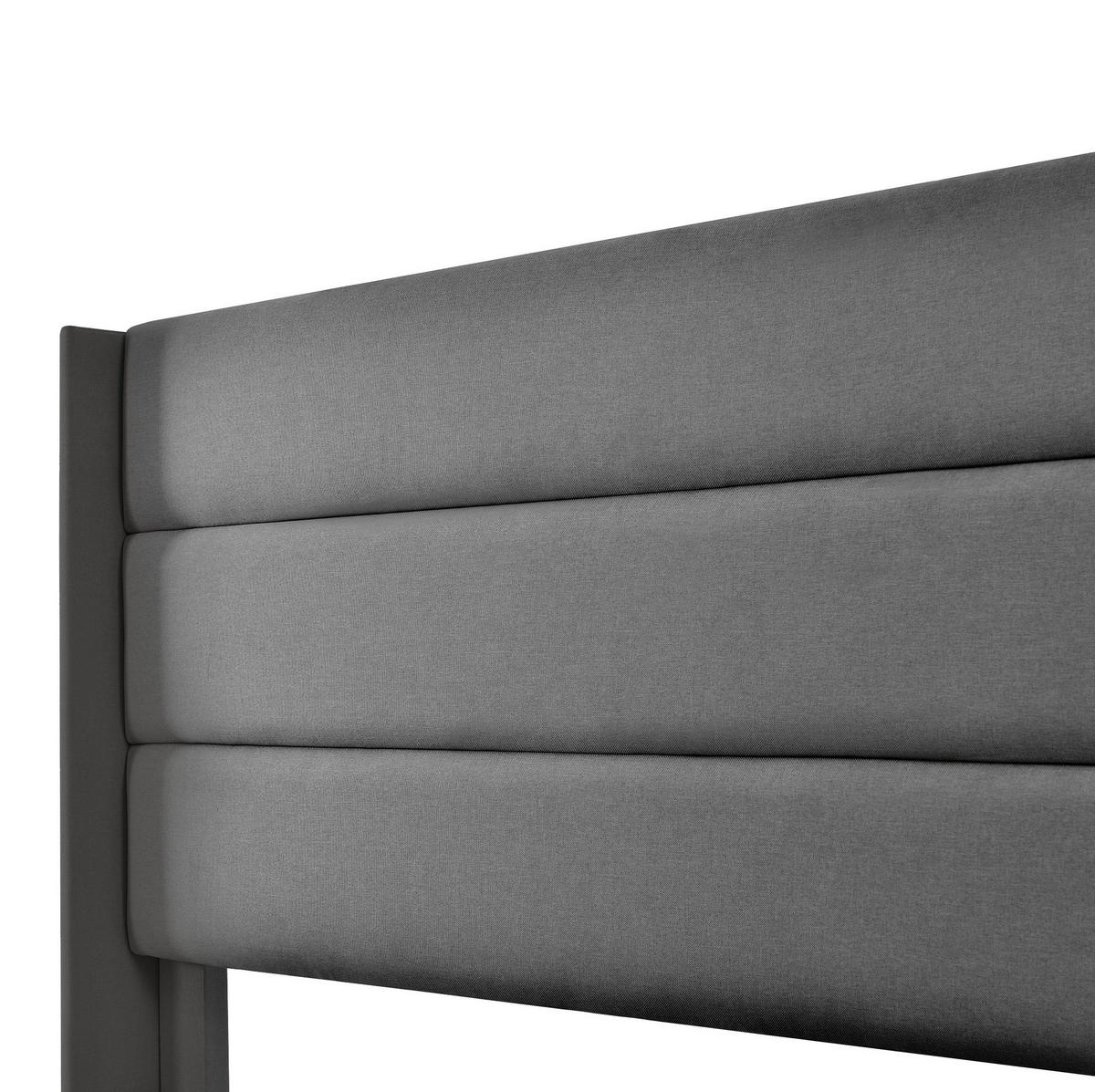 POLSTERBETT aus Leinen 180x200 cm in Grau mit hydraulischem Stauraum - Grau, Textil (180/200cm) - Modfu