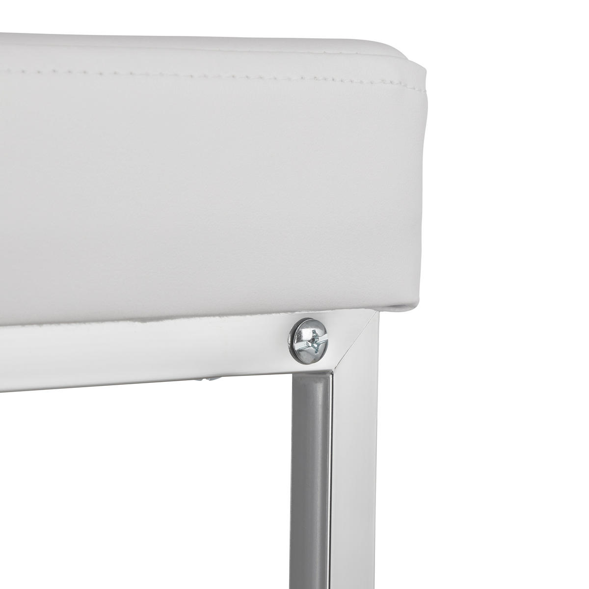 HOCKER Weiß Chrom Kunstleder gepolstert mit Ablage - Multicolor, Kunststoff/Metall (33/47/33cm) - Relaxdays