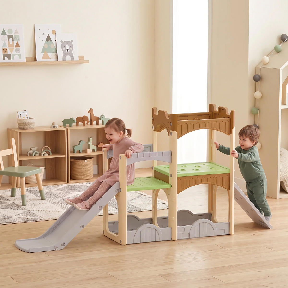 KINDERRUTSCHE HDPE Mehrfarbig - Multicolor, Kunststoff (53/120/248cm) - AIYAPLAY