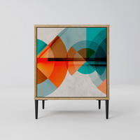 SIDEBOARD CIRCULAR RHAPSODY, Eichefarben, 57,5x42x72,5 cm, Schwarze Metallfüße - Eichefarben/Multicolor, Holzwerkstoff/Metall (57.5/72.5/42cm) - SpaceRebels