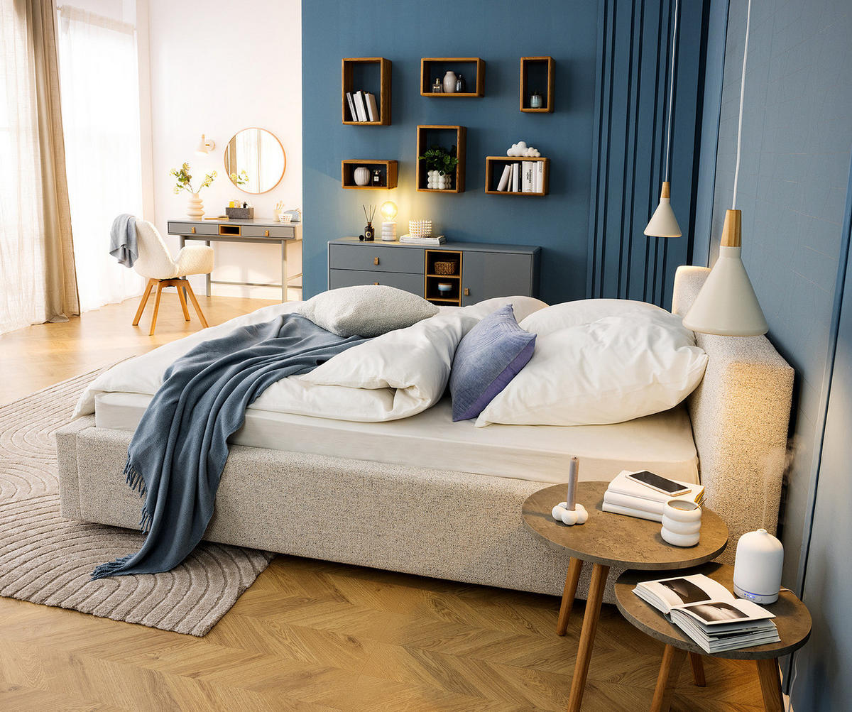 SIDEBOARD - 140 cm - Blaugrau/Braun, Holz/Holzwerkstoff (140/75/40cm) - home24
