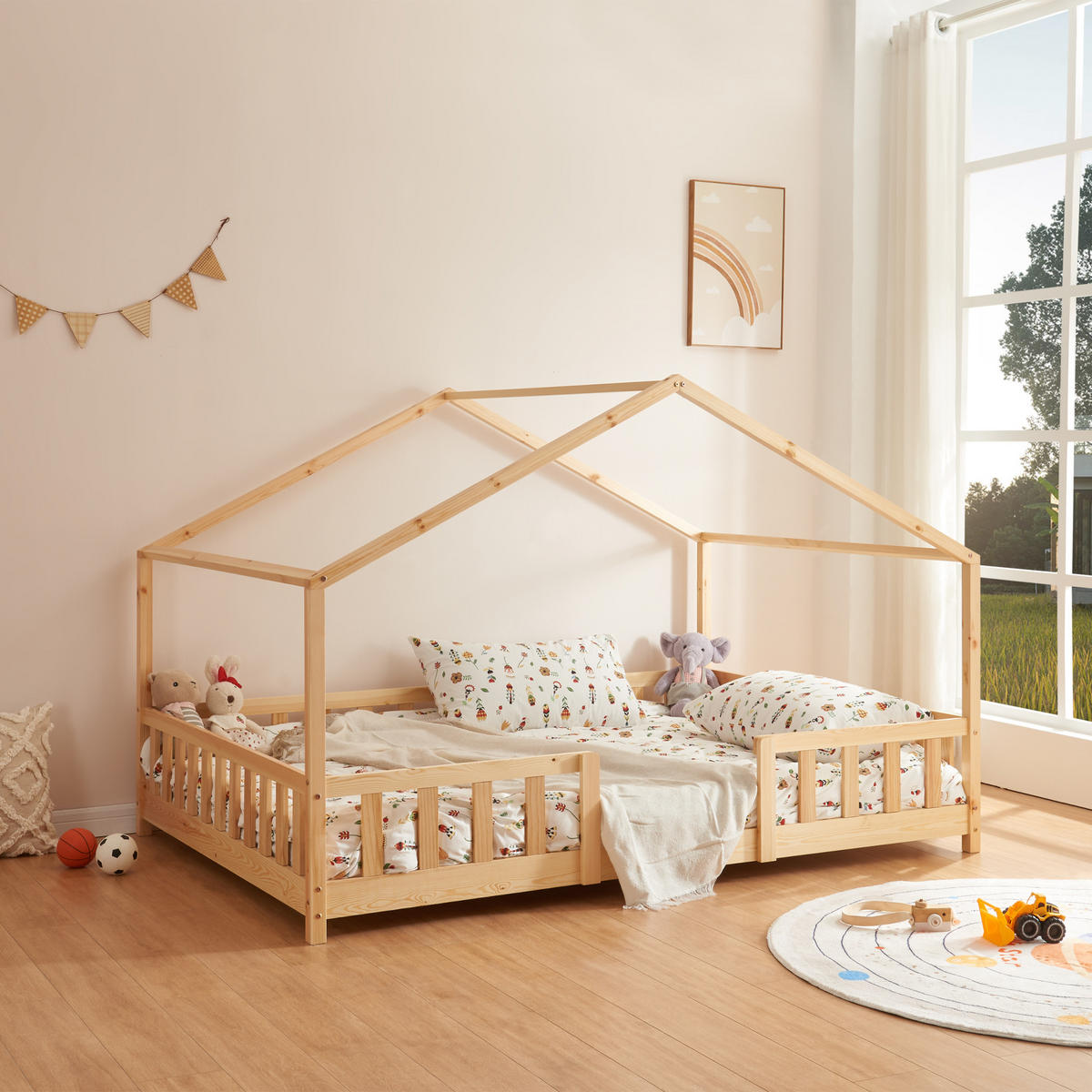 HAUSBETT Treviolo - Naturfarben, Holz (120/200cm) - [en.casa]