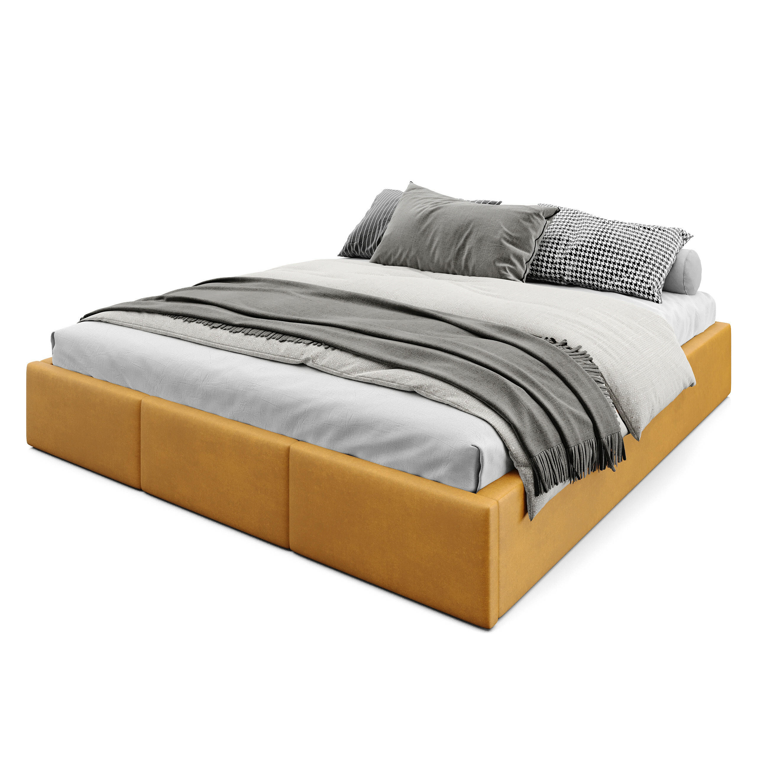 POLSTERBETT für Schlafzimmer Bett mit Stauraum Gelb 180x200cm - Gelb, Holzwerkstoff/Textil (180/200cm) - Muralo