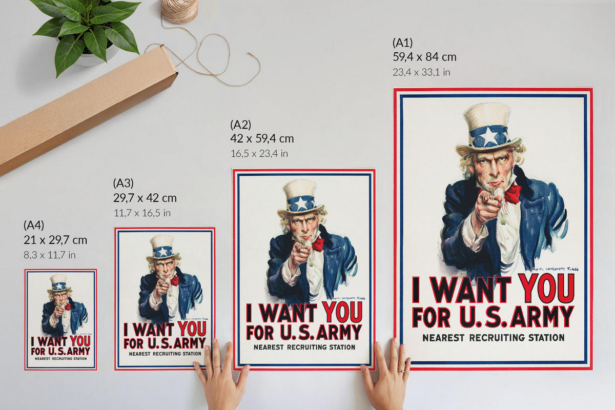 POSTER - 29x42 cm - James Montgomery Flagg - Haftbefehl - Weiß, Textil (29/42/0.1cm) - TULUP