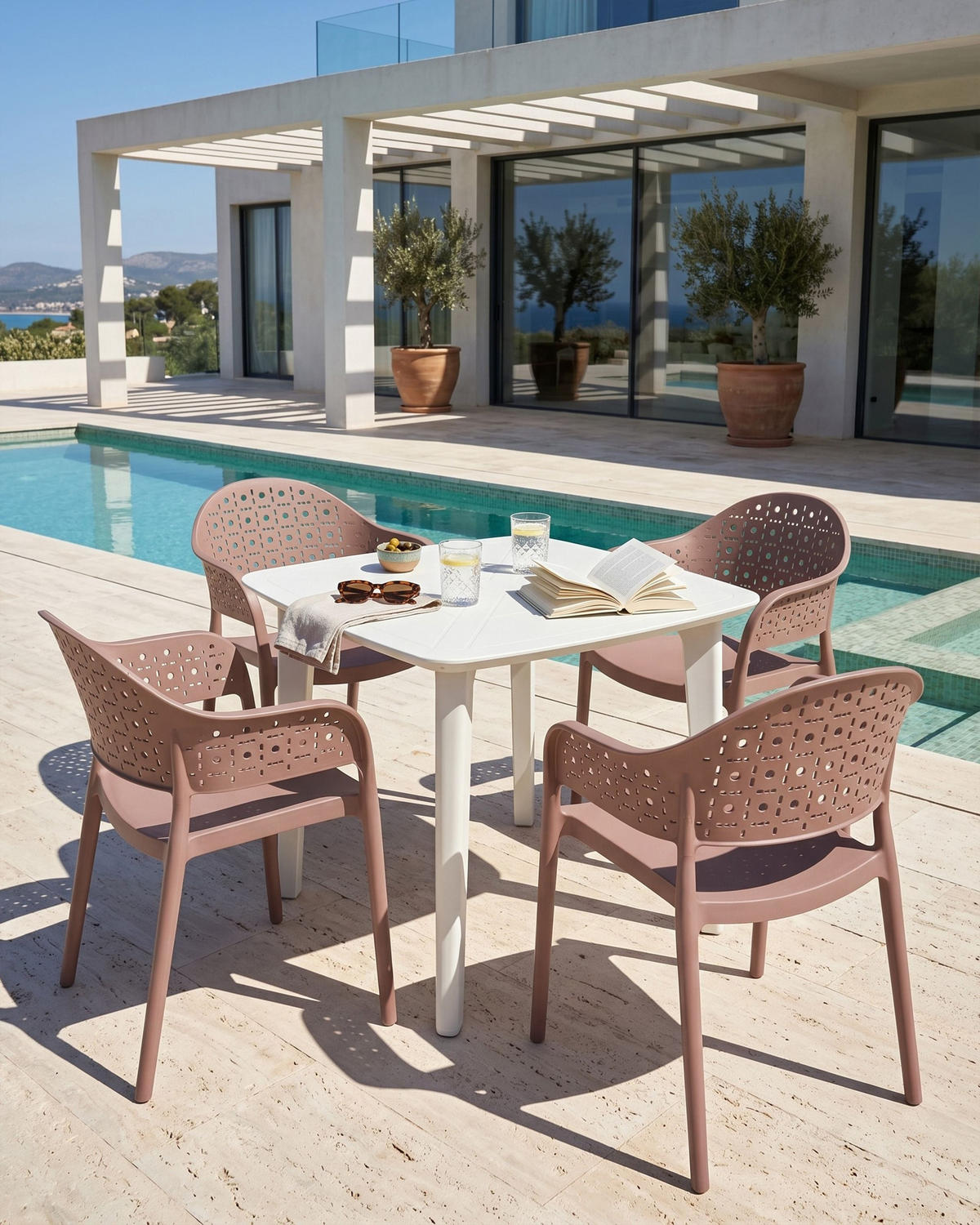 STUHL 4er-Set Braun Narino - Braun, Kunststoff (55/78/50cm) - Beliani