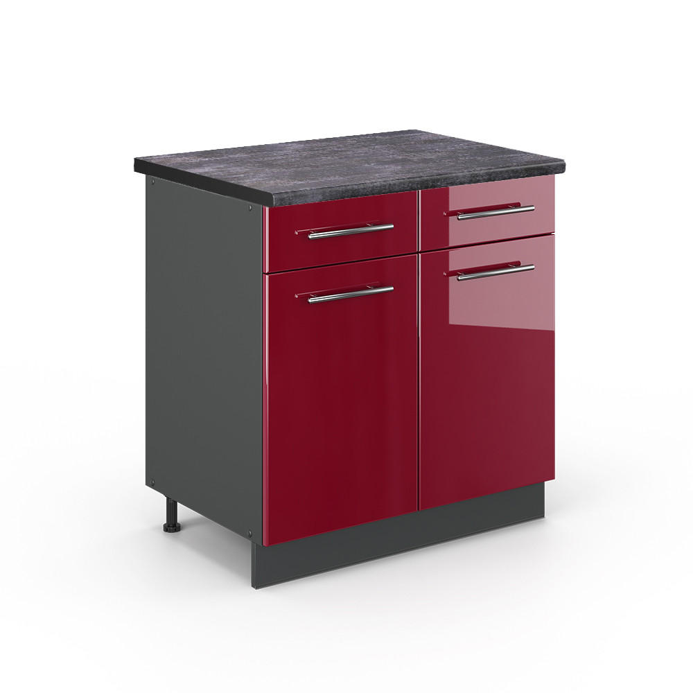 KÖKSUNDERSKÅP Fame-Line Bordeaux högblank 80 cm , AP Antracit Bordeaux, Antracit 82/80/60 cm