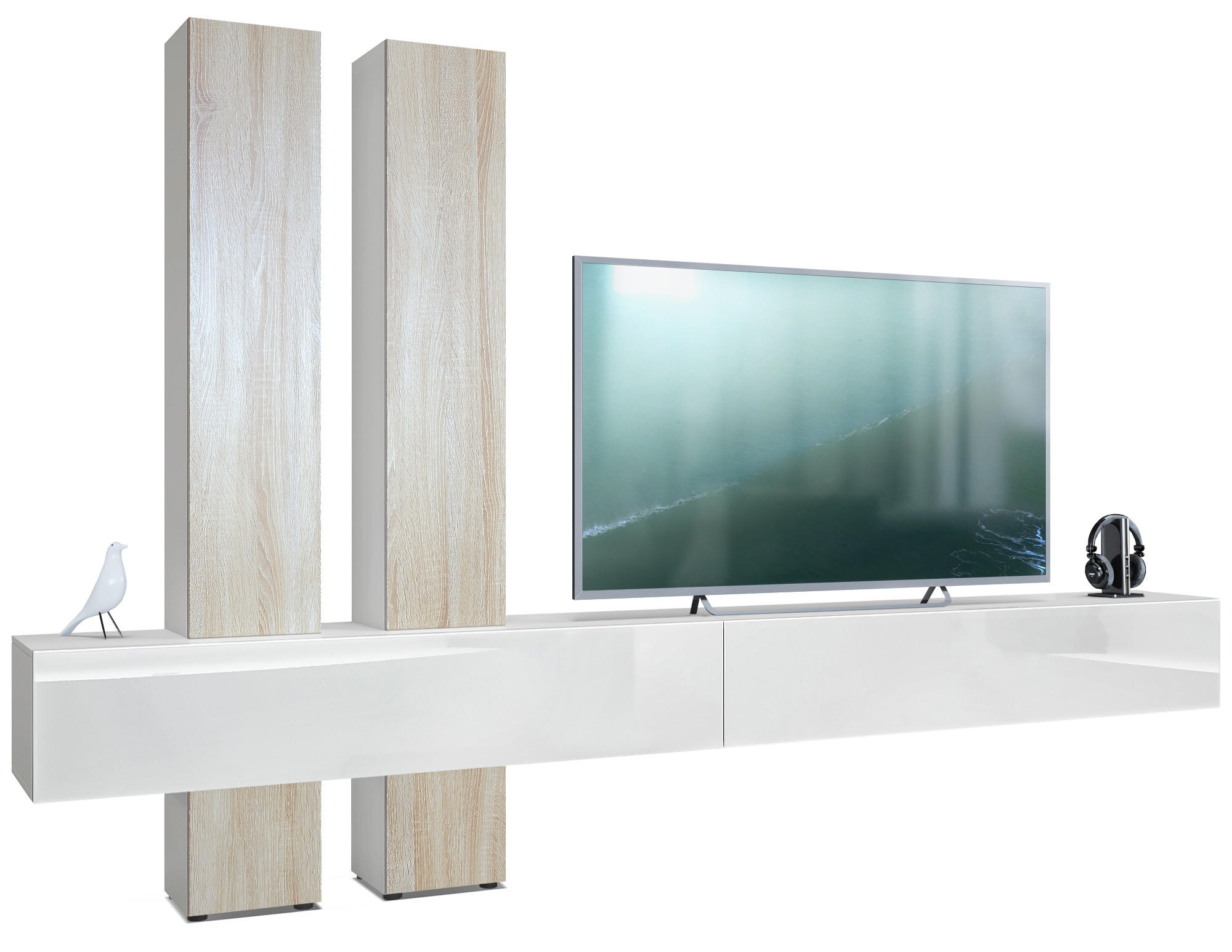Vladon Wohnwand Eiche San Remo 330x204x39 cm