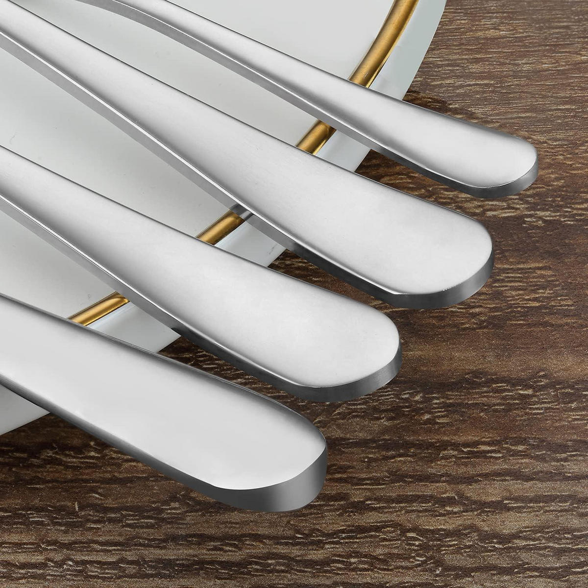 BESTECKSET 24-teilig für 6 Personen Edelstahl spülmaschinenfest - Silberfarben, Metall