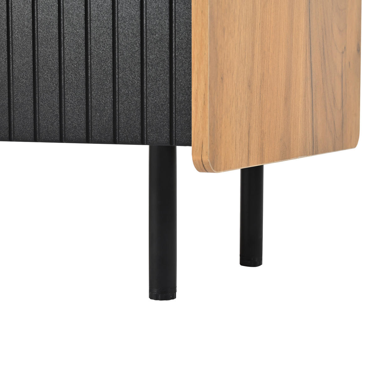 TV SCHRANK mit Drei Türen und Zwei Offenen Fächern - Schwarz/Braun, Holzwerkstoff (38/57/160cm) - Urban Meuble