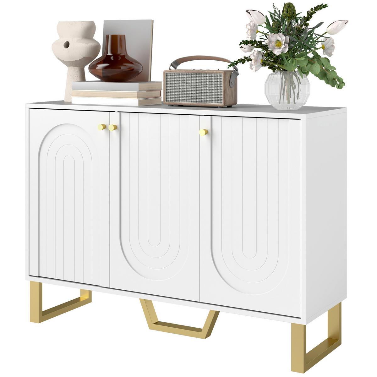 SIDEBOARD Weiß, 106,5/35/77,5 cm - Weiß, Holz (106.5/77.5/35cm) - PANGIVO