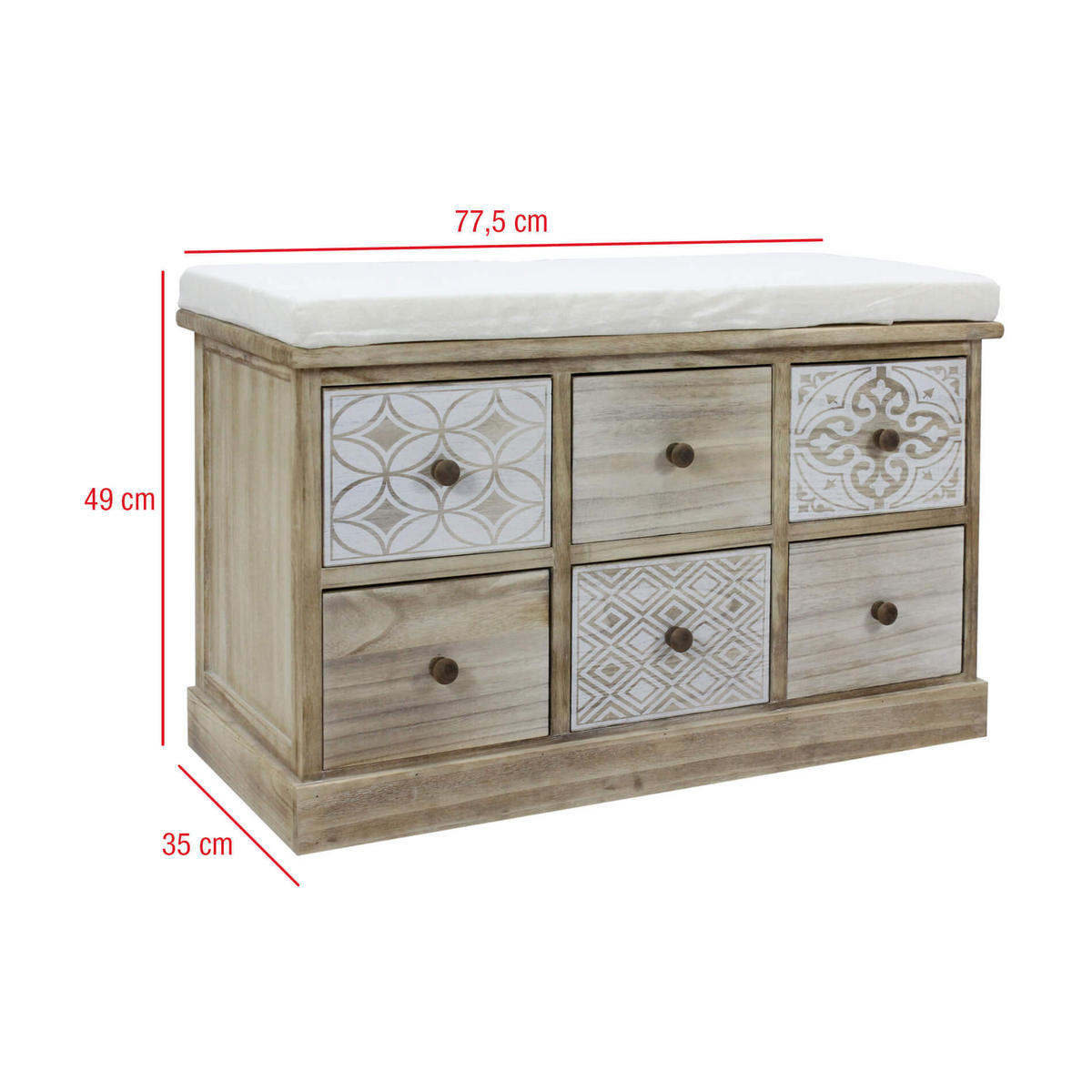 SITZKOMMODE Hellbraun 35/78/49 cm - Hellbraun, Holz (35/49/78cm) - Mobili Rebecca