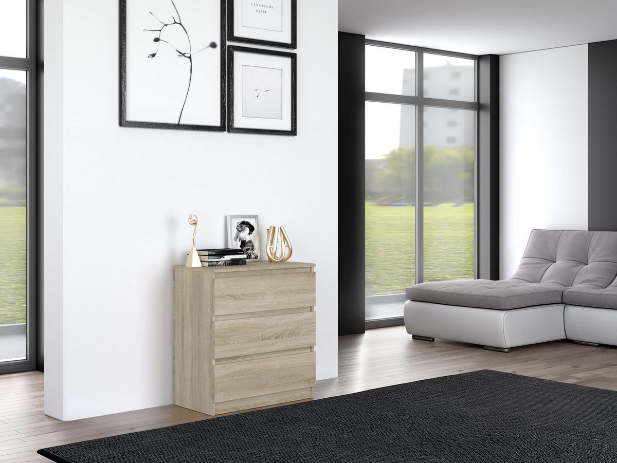 KOMMODE 3 SCHUBLADEN M3 - EICHE SONOMA - Sonoma Eiche, Holzwerkstoff (70/75/40cm) - CDF