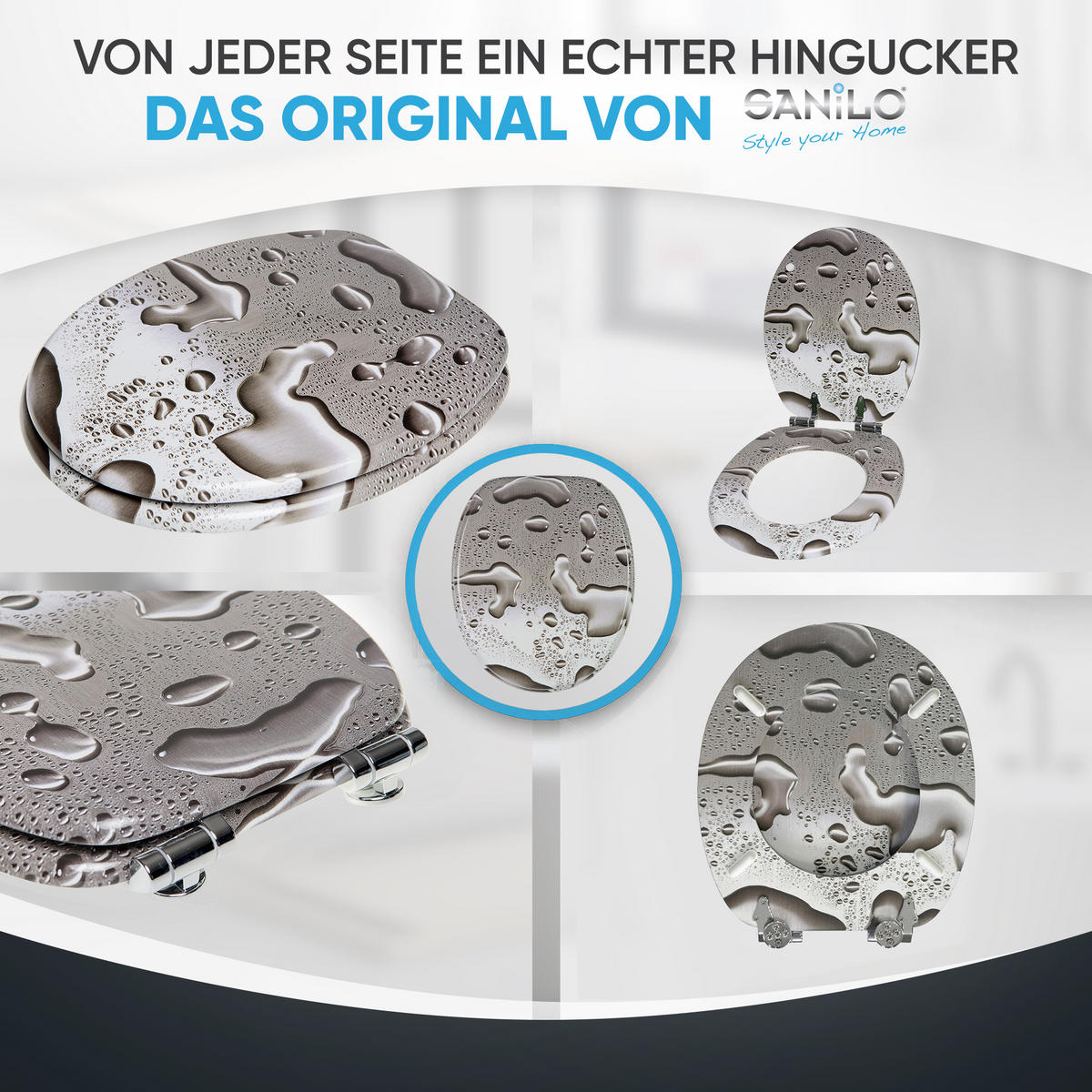 WC-SITZ mit Absenkautomatik Dewdrop - Grau, Holzwerkstoff (38/6/47cm) - Sanilo