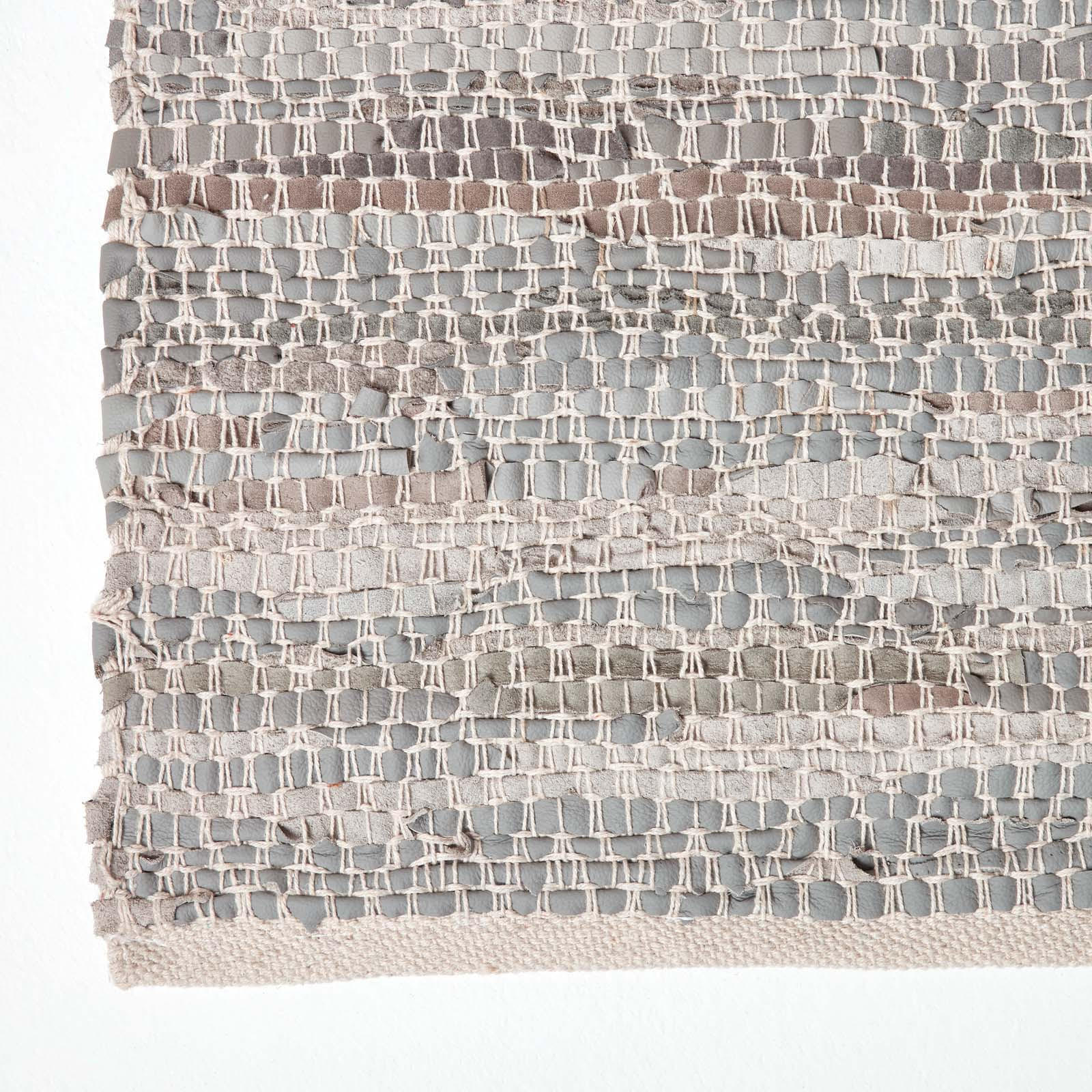 Thumbnail - Homescapes Lederteppich-Läufer, Grau, Leder, Rauten, Rechteckig, 66x200 cm, Teppiche & Böden, Teppiche, Teppichläufer