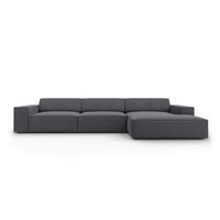 ECKSOFA rechts Jodie aus strukturiertem Stoff dunkelgrau 4 Sitzplätze - Dunkelgrau, Textil (166/284cm) - Micadoni