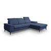 ECKSOFA MALIBU mit Schlaffunktion und Bettkasten, Farbe: Blau , Velourstoff, Ottomane Rechts - Blau, Textil (276/184cm) - VENASI MÖBEL