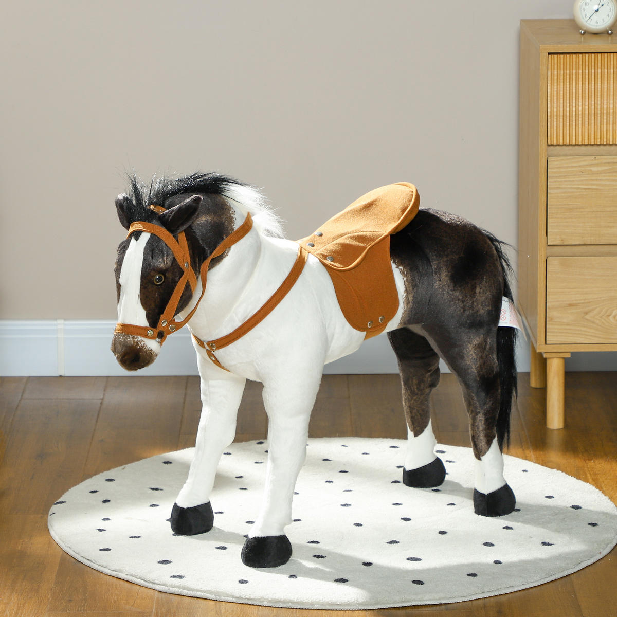 REITPFERD mit Soundfunktion, 48 cm Höhe Spielpferd zum Reiten Kinder 3-8 Jahre - Braun, Kunststoff/Metall (28/60/85cm) - AIYAPLAY