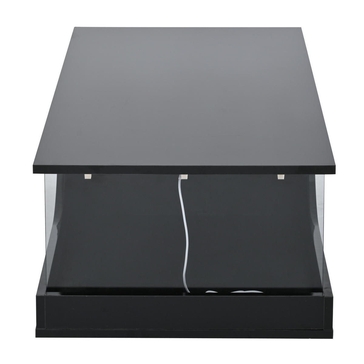 COUCHTISCH 100/50/30 cm Schwarz aus MDF und Glas mit LED und 2 Schubladen - Schwarz, Holzwerkstoff (100/50/30cm) - OKMYHOME