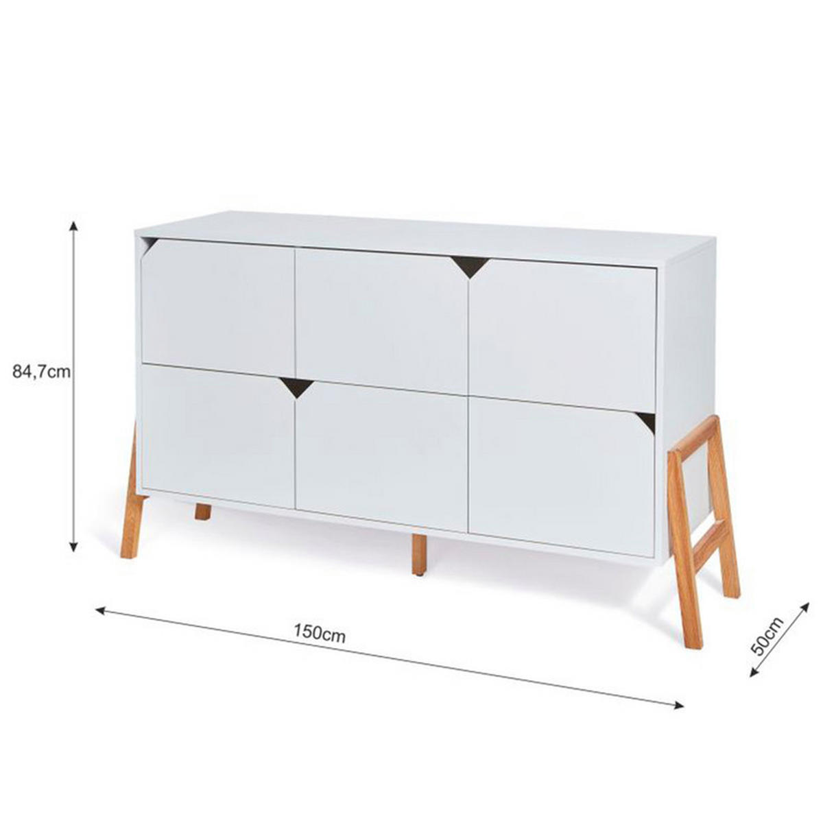 KOMMODE Weiß - Weiß, Holzwerkstoff (150/85/50cm) - Petits-meubles