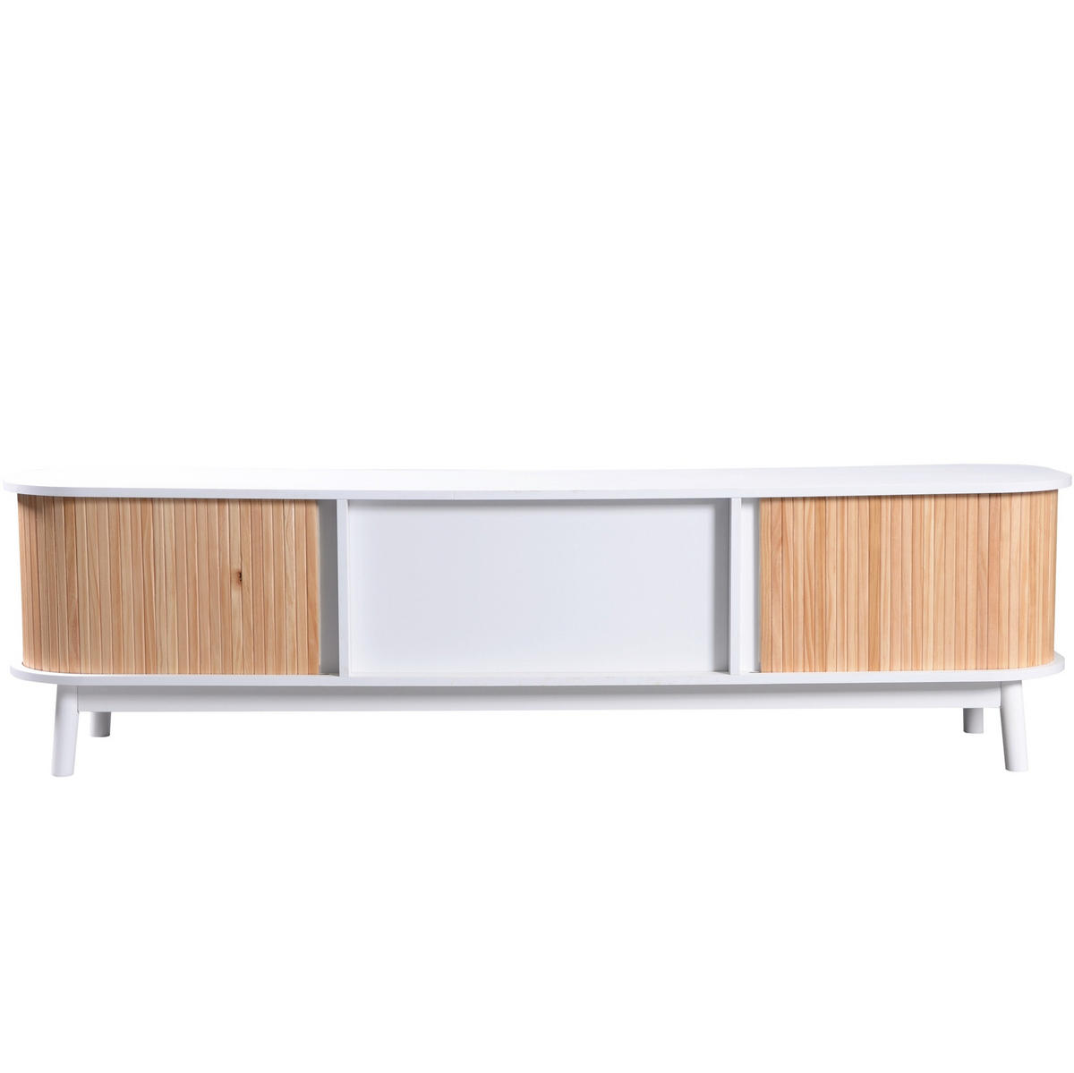 TV-LOWBOARD aus MDF 170x39,5x46 cm Weiß mit Rattan-Schubladen und Türen - Weiß, Holzwerkstoff (170/39.5/46cm) - IVMEU