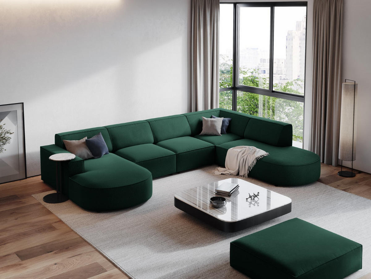 POUF Jodie aus strukturiertem Stoff grün - Grün, Textil (80/40/102cm) - Micadoni