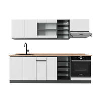 KÜCHENZEILE R-Line Weiß/Anthrazit 240 cm, AP Eiche - Anthrazit/Weiß, Holzwerkstoff (240/81.6/60cm) - Vicco