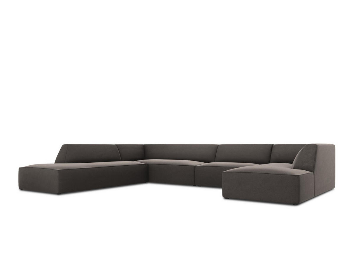 PANORAMASOFA links Ruby aus Samt dunkelgrau 7 Sitzplätze - Dunkelgrau, Textil (273/69/366cm) - Micadoni
