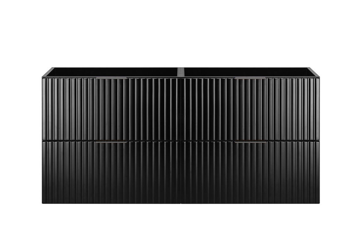 WASCHBECKUNTERSCHRANK, Schwarz, 120 (2 x 60) x 57 x 46 cm, schwarzer Griff, ohne Arbeitsplatte - Schwarz, Holzwerkstoff (120/57/46cm) - 3XE LIVING
