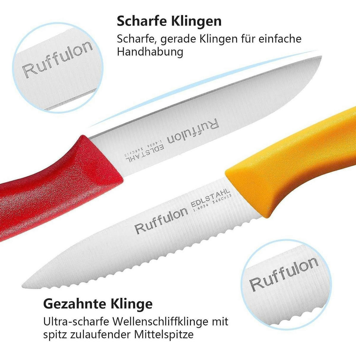 KÜCHENMESSERSET 6-teiliges Set Bunt - Silberfarben, Metall (18.8cm)