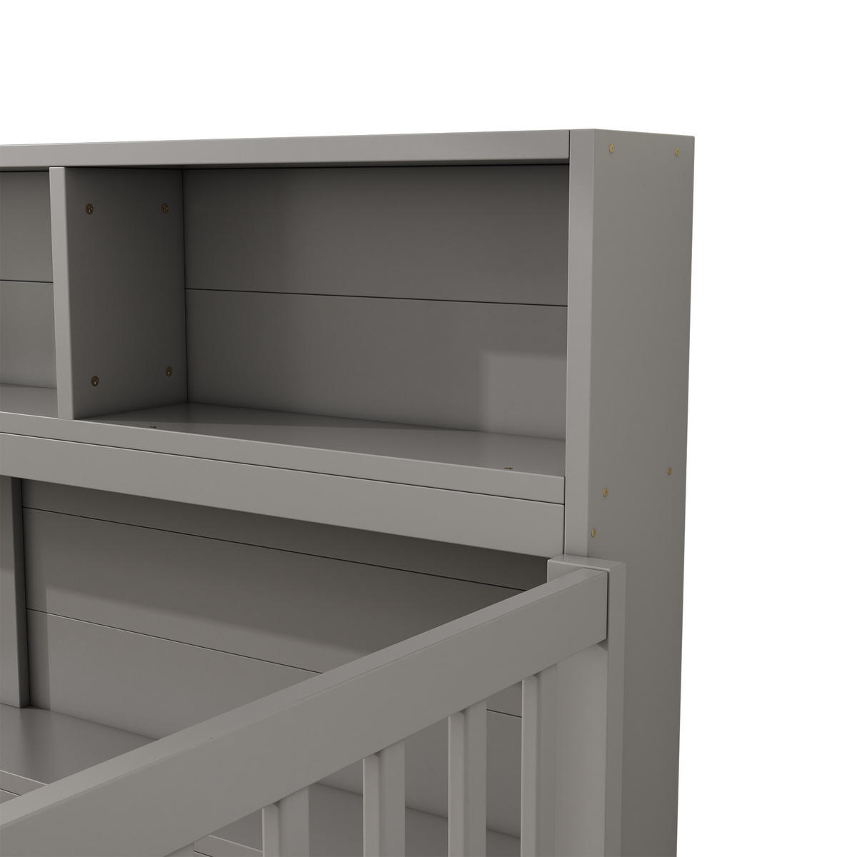 TAGEBETT 140x200cm Grau Kiefer Bettseite Staufach Brüstung - Grau, Holz (140/200cm) - FLIEKS