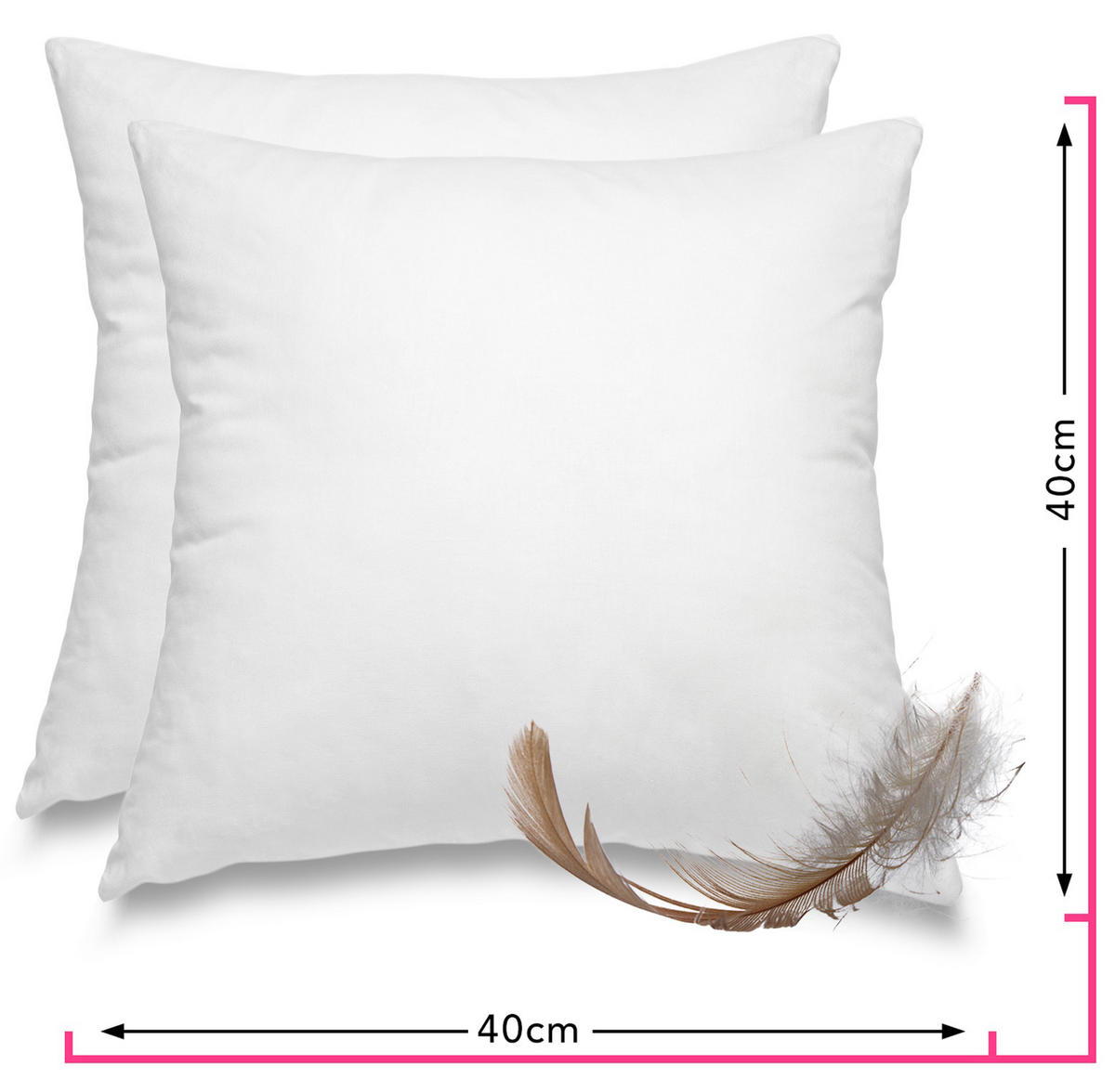 FEDERKISSEN 2er Set 100% Federn 40/40 cm Bezug aus 100% Baumwolle - Weiß, Textil (40/40cm) - wometo