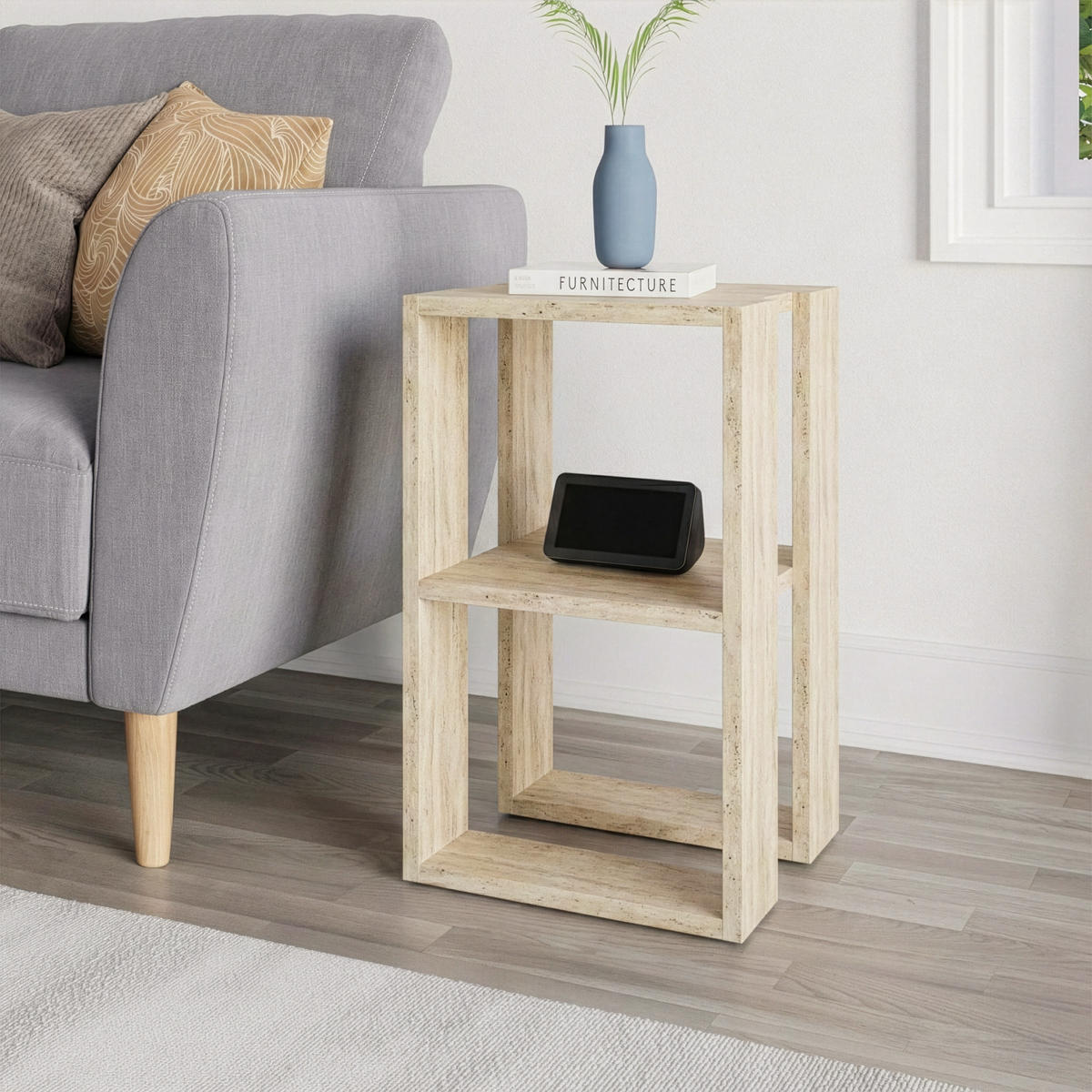 NACHTTISCH Lonie Travertine 34/30/55 cm - Beige, Holzwerkstoff (34/55/30cm) - Decortie