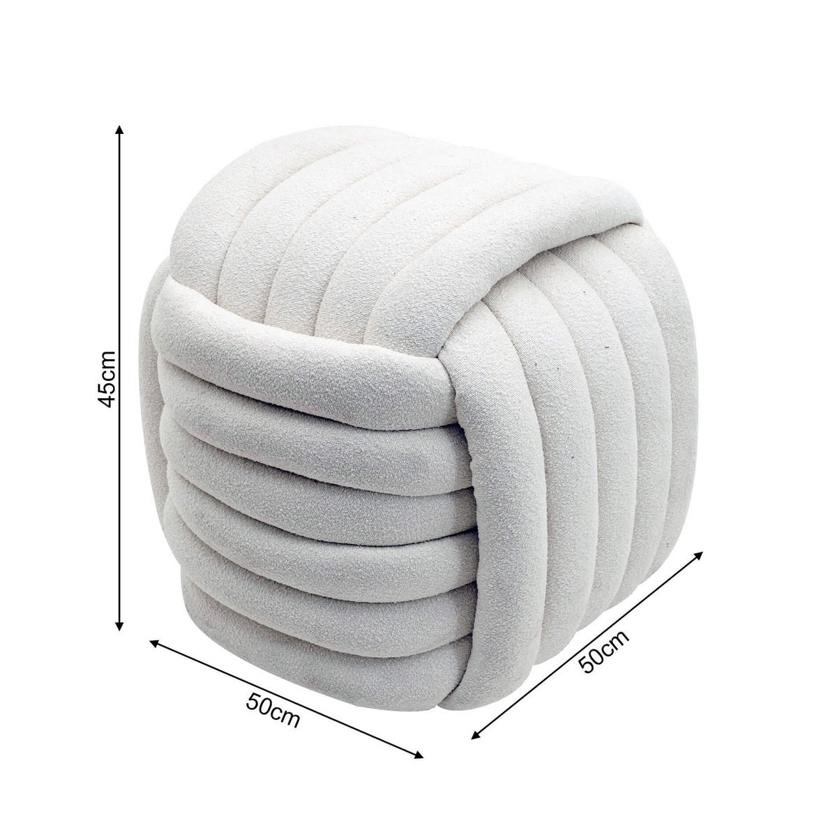 POUF Weiß 50/50/45 cm - Weiß, Textil (50/45/50cm) - Mobili Rebecca