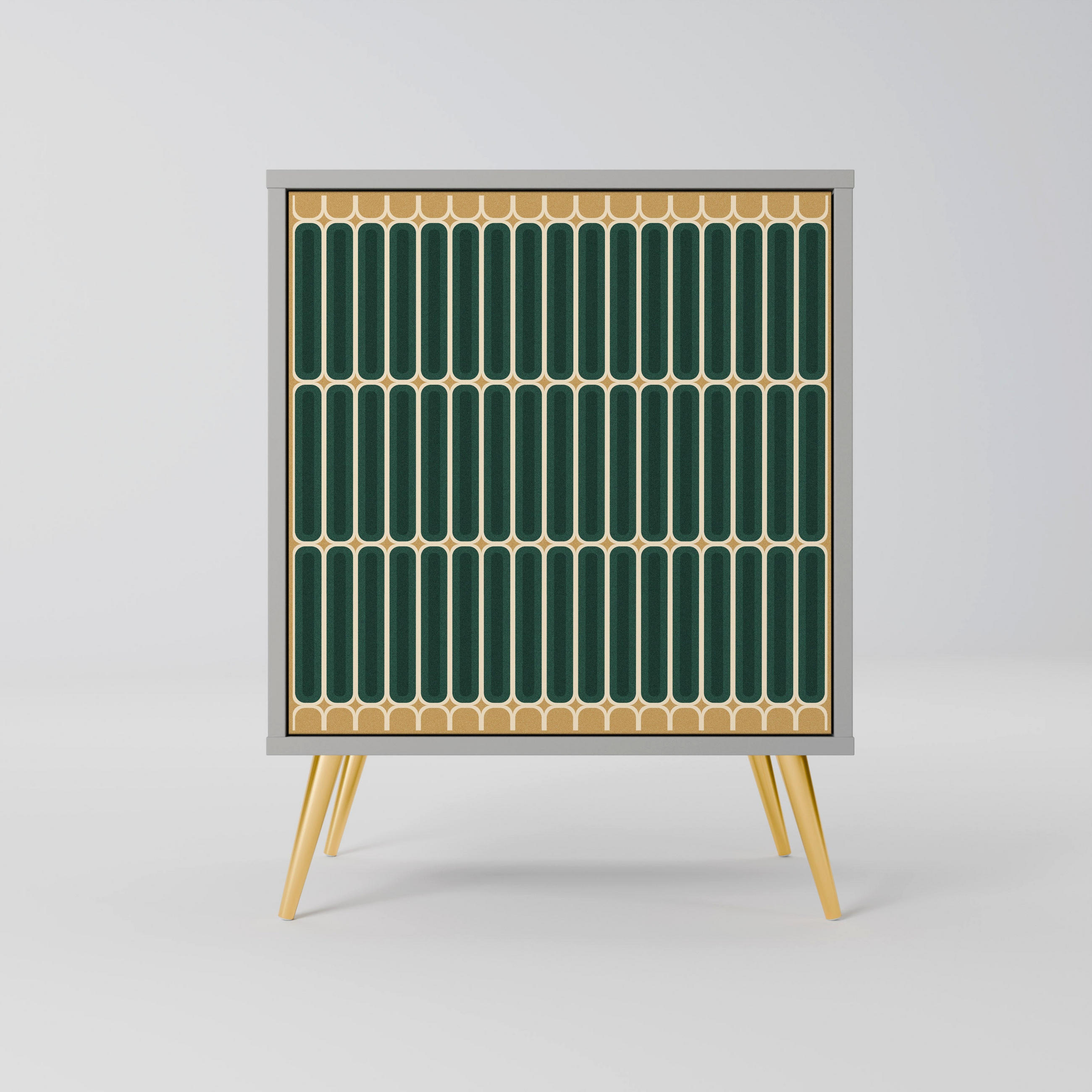 SIDEBOARD ILUSION GATE, Grau, 57,5x42x75,5 cm, Goldfarbene Metallfüße - Goldfarben/Multicolor, Holzwerkstoff/Metall (57.5/75.5/42cm) - SpaceRebels