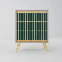 SIDEBOARD ILUSION GATE, Grau, 57,5x42x75,5 cm, Goldfarbene Metallfüße - Goldfarben/Multicolor, Holzwerkstoff/Metall (57.5/75.5/42cm) - SpaceRebels