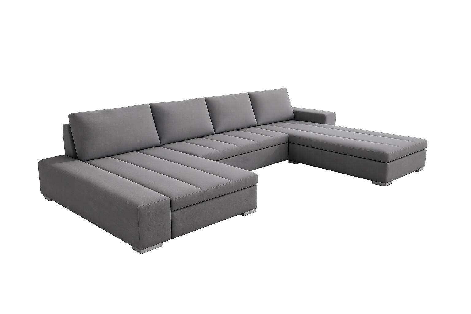 WOHNLANDSCHAFT VERONA U-Form mit Schlaffunktion, Bettkasten und Wellenfederung – Großzügiges Ecksofa 387 cm - Hellgrau, Kunststoff (387/85/213cm) - Wohnideebilder