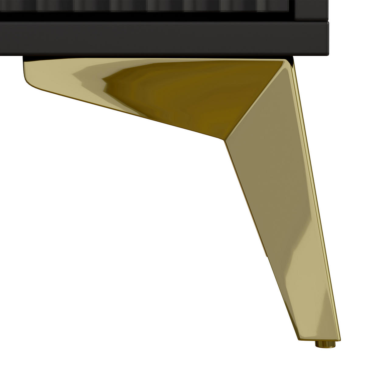 HIGHBOARD mit Rillenfront & goldenen Akzenten - Schwarz, Holzwerkstoff (90/121/25cm) - Urban Meuble