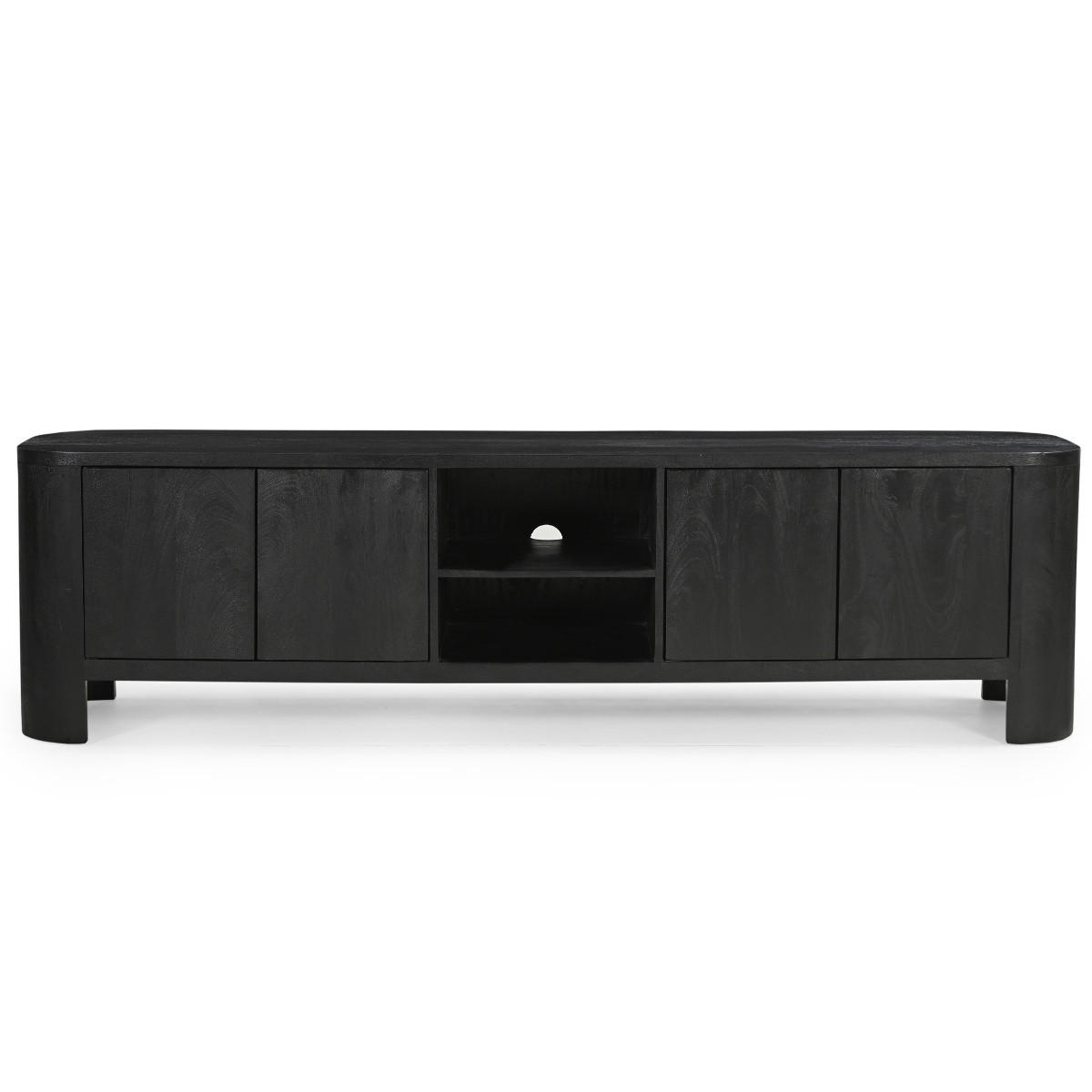TV-MÖBEL aus Mangoholz 200cm, schwarz - Schwarz, Holz (200/55/40cm) - Giga Meubel