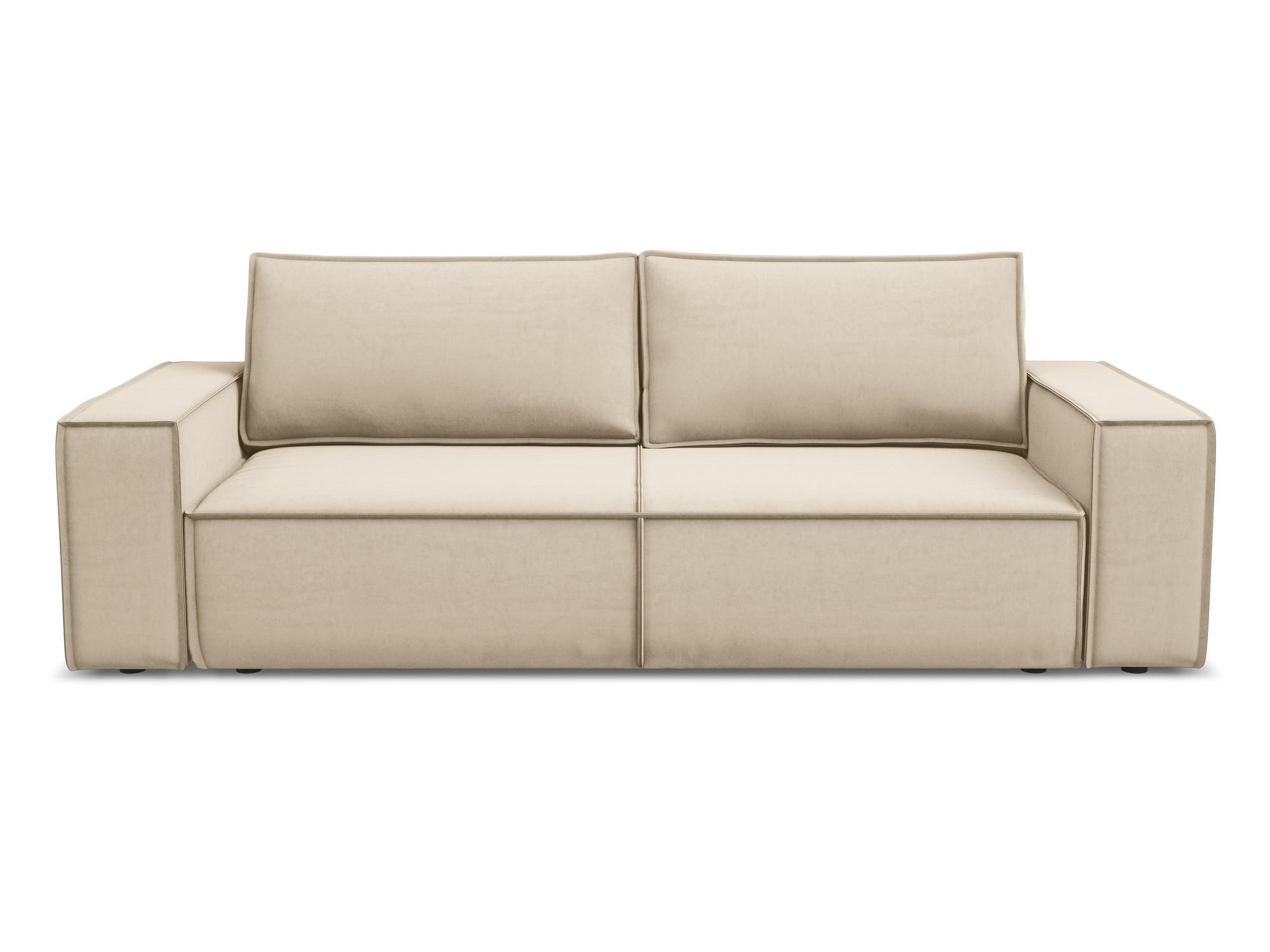 3-SITZER SOFA mit Schlaffunktion Samt Stoff Beige - Beige/Creme, Kunststoff/Textil (255/85/105cm) - Makamii