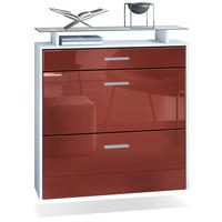 SCHUHSCHRANK Malea Front in Bordeaux Hochglanz - Bordeaux, Holzwerkstoff (89/96/23cm) - Vladon