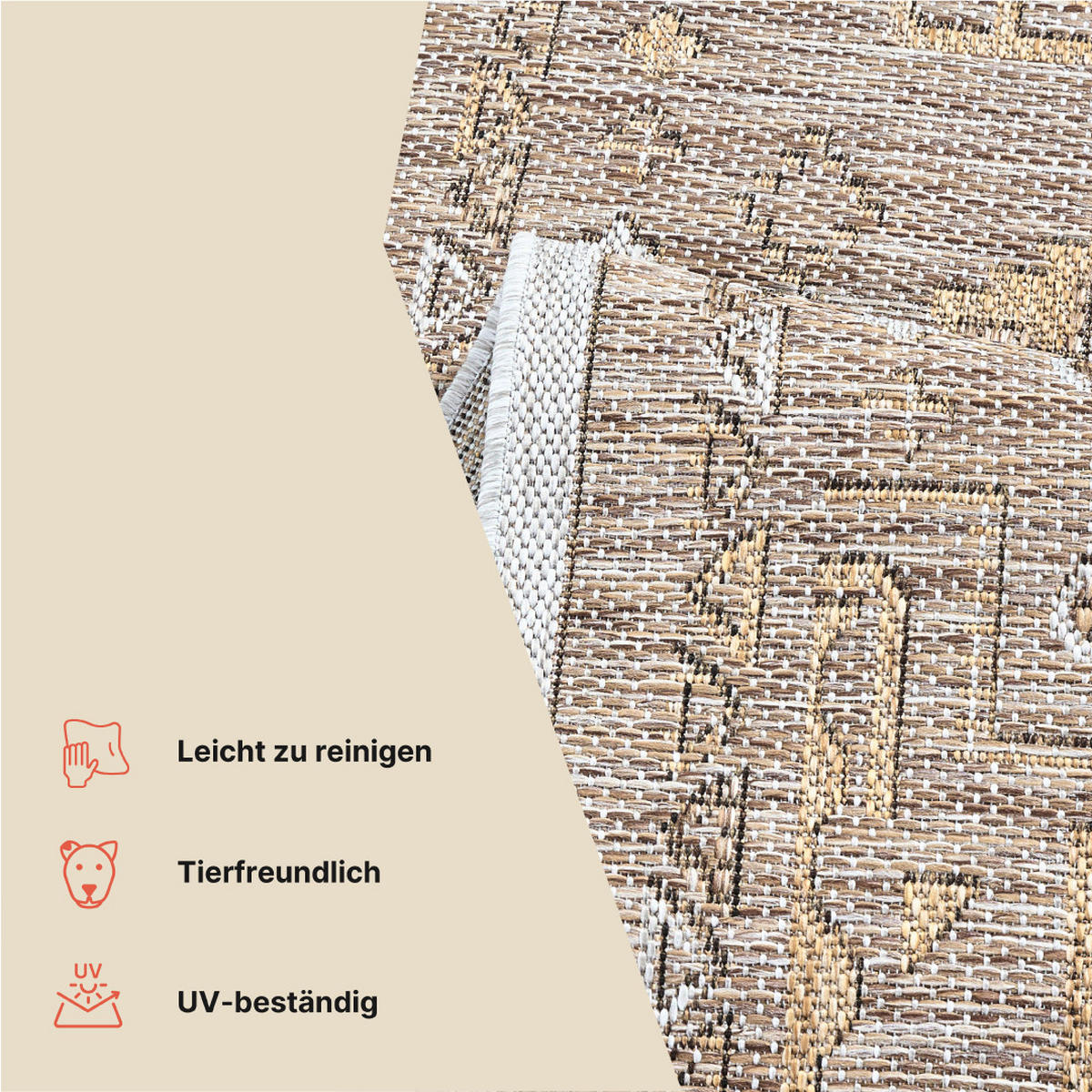 TEPPICH YUCANA Braun Outdoor Flachgewebe 140/200 cm - Braun, Textil (140/200cm) - Tapiso