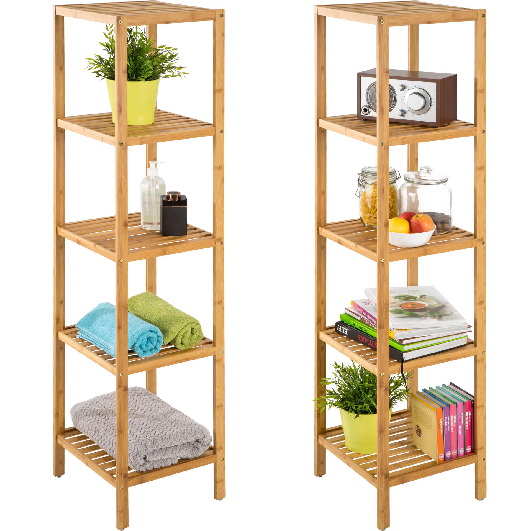BADREGAL Paola,33 x 33 x 141 cm,braun - Braun, Holz (33/147/33cm) - tectake