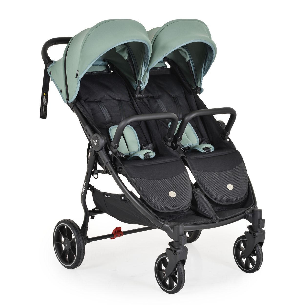 GESCHWISTERKINDERWAGEN 2Gether grün Fußabdeckungen, Aluminiumrahmen, faltbar - Grün, Metall (97/75/104cm) - Cangaroo