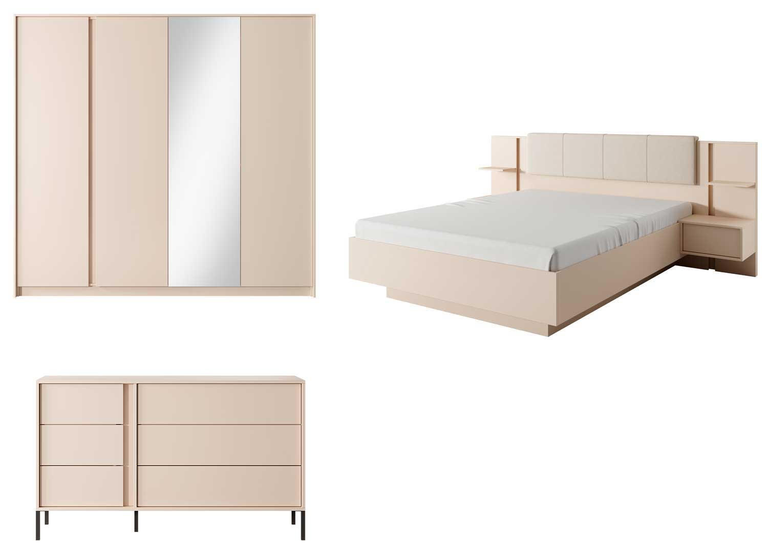 SCHLAFZIMMER-SET Dast Beige 2-teilig - Beige, Holz/Holzwerkstoff (160/200cm) - Feldmann-Wohnen