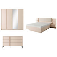 SCHLAFZIMMER-SET Dast Beige 2-teilig - Beige/Akaziefarben, Holz/Holzwerkstoff (160/200cm) - Feldmann-Wohnen