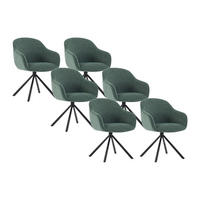 6‑ER Set Stühle mit Armlehnen - Textilstoff & Metall - Grün - CILIENO - Grün, Textil (60/80/57cm) - Vente-Unique