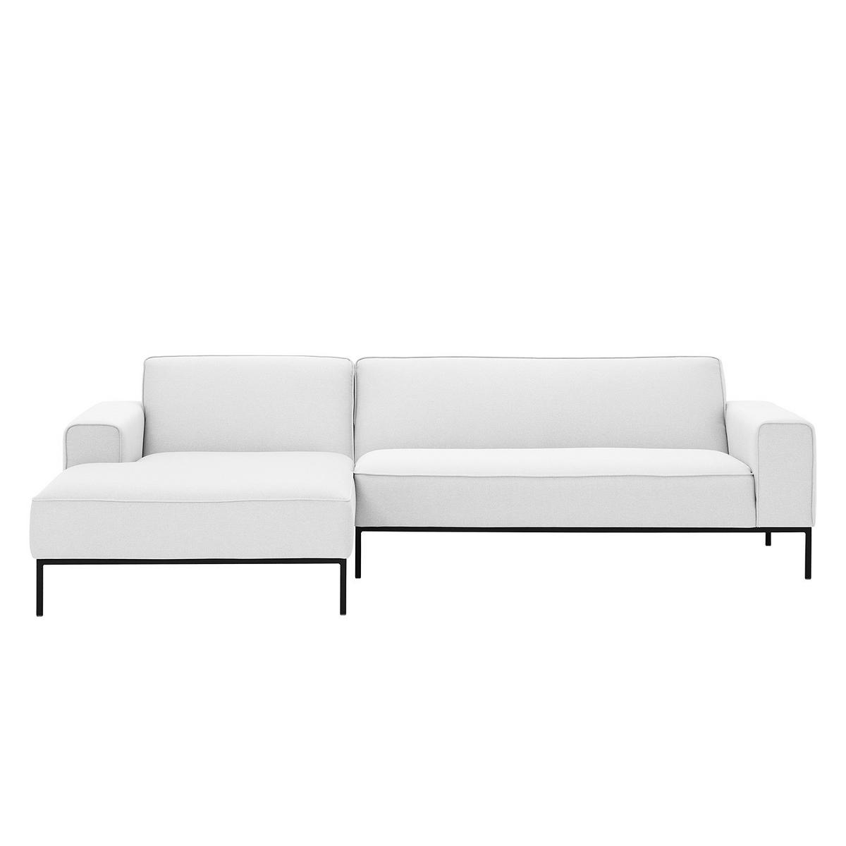 ECKSOFA mit Longchair - Webstoff - Schwarz/Weiß, Textil (264/168cm) - home24