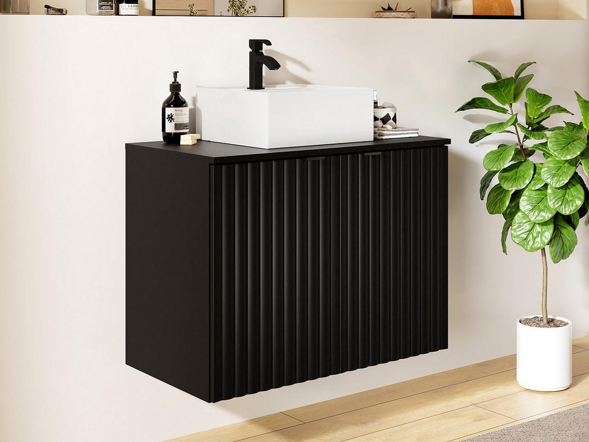 EINZELWASCHTISCH - 80 cm x 44 cm - Holz, Platte - Schwarz - ZILGA - Schwarz, Holz (80/60/44cm) - Vente-Unique